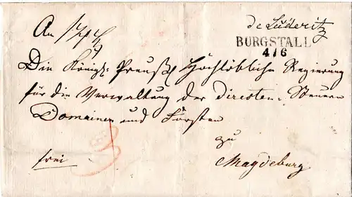 Preussen 1842, Sachsen-Anhalt-L2 BURGSTALL auf Brief m. interessantem inhalt!