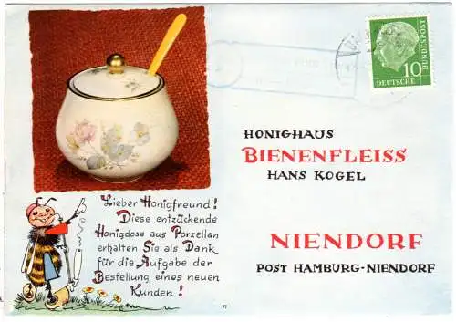 BRD 1956, Landpost Stpl. WEILER ZUM STEIN über Backnang auf Bienenfleiss Karte 