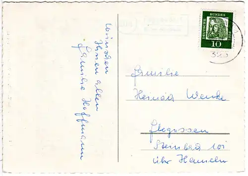 BRD 1959, Landpost Stpl. 20a FEGGENDORF über Hameln auf Karte m. 10 Pf.