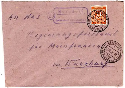 1946, Landpost Stpl. 20 BURGDORF über Lebenstedt auf Brief m. 24 Pf.