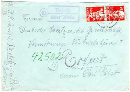 DDR 1950, Landpost Stpl. 10 KOSELITZ über Riesa auf Brief m. 2x24 Pf.