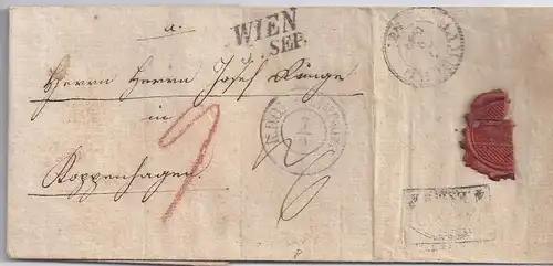 Österreich Hamburg Dänemark 1842, Teil Porto Brief v. Wien n. Kopenhagen. #1819