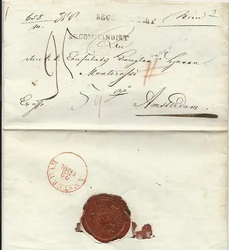 Österreich NL 1829, Auslands Einschreiben Porto Brief m. L1 Recommandirt. #955
