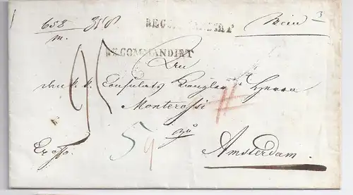 Österreich NL 1829, Auslands Einschreiben Porto Brief m. L1 Recommandirt. #955