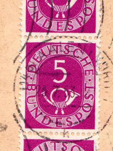BRD 1953, MeF 8x5 Pf. Posthorn auf Brief v. Aalen, dabei Plattenfehler 125 I !!