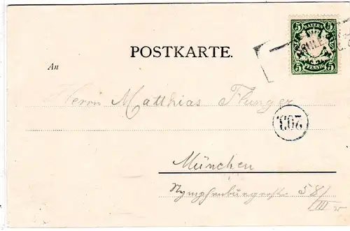 Bayern 1900, Aushilfsstpl. L2 SCHLEISSHEIM auf sw-AK m. 5 Pf.