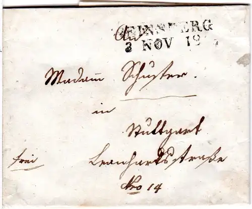 Württemberg 1845, L2 WEINSBERG auf Franko Brief v. Löwenstein n. Stuttgart.