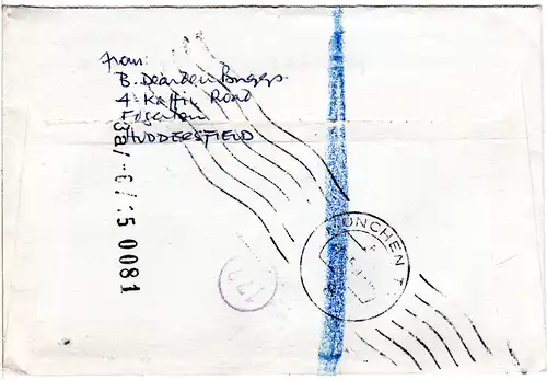 GB Schottland Wales 1960, 3 Marken auf Express Brief n. Deutschland
