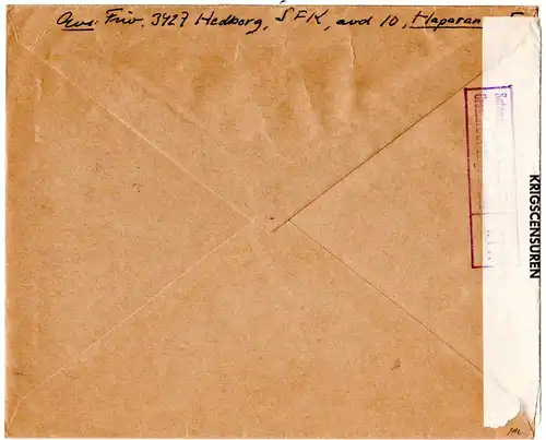 Schweden 1940, 15 öre auf Brief eines Freiwilligen im Finnischen Winter-Krieg