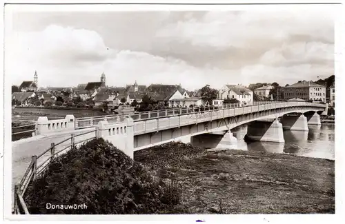 Donauwörth, alte Donaubrücke m. Progymnasium, 1934 gebr. sw-AK