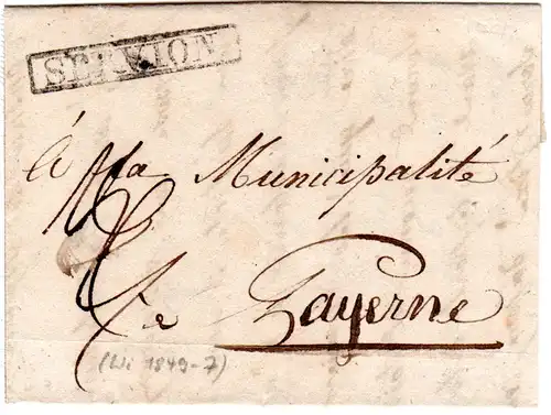 Schweiz 1837, R1 SERVION auf kl. Brief n. Payerne.