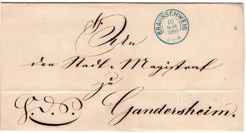 Braunschweig 1860, Dienst Brief m. klarem blauem Stpl. BRAUNSCHWEIG 