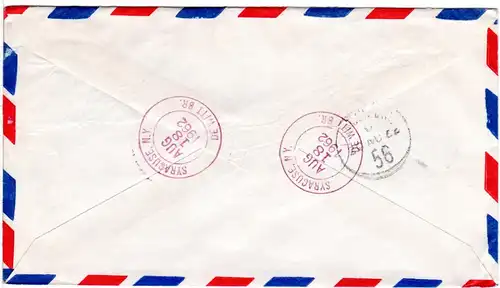 USA 1962, MeF 3x30 C. President Lee auf Einschreiben Luftpost Brief v. NY n. GB