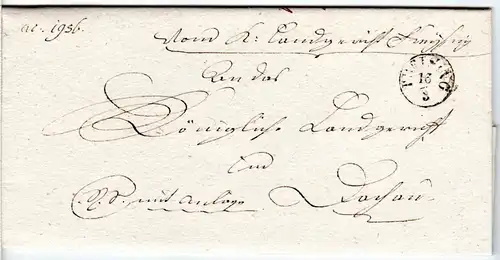 Bayern 1834, Fingerhutstpl. FREISING auf schönem Brief n. Dachau.