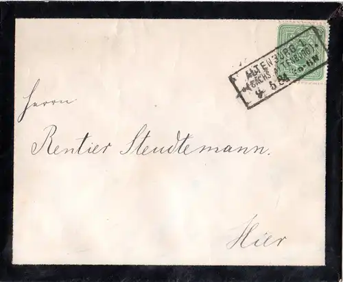 DR 1884, Sachsen-R3 ALTENBURG 1 klar auf Trauer Ortsbrief m. 3 Pf.