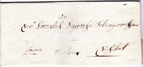 Bayern 1807, Schreibschrift-L1 NEUBURG auf Franko Brief n. Eichstätt