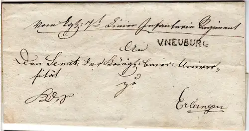 Bayern, L1 V. NEUBURG auf Brief n. Erlangen