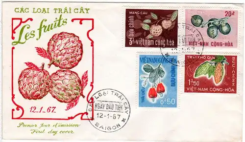Vietnam 1967, Ausgabe Früchte kpl. auf FDC v. Saigon