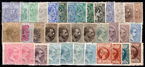 Cuba ca.1875/1899, 36 verschiedene ungebr. alte Marken 