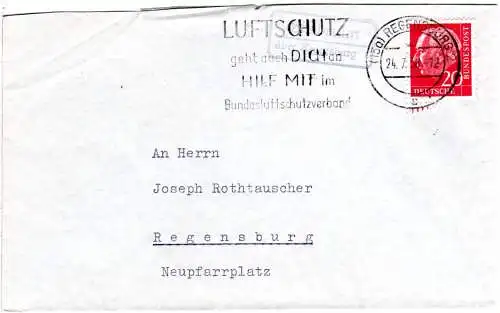 BRD 1958, Landpost Stpl. EILSBRUNN über Regensburg auf Brief m. 20 Pf.