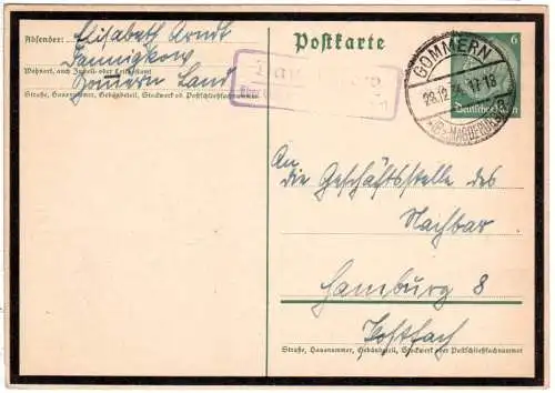 DR 1934, Landpoststempel DANNIGKOW über Gommern auf 6 Pf. Ganzsache