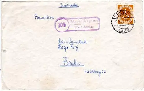 DR 1953, Landpoststempel 20b MECHTSHAUSEN über Seesen auf Brief m. 4 Pf.