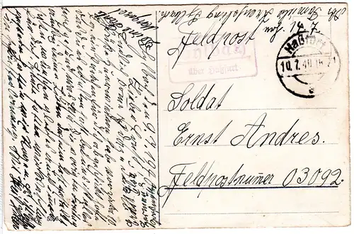 DR 1940, Landpost Stpl. SYLBACH über Haßfurt auf Feldpost Karte 