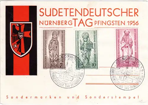 Nürnberg, Ereigniskarte m. Sonderstempel Sudetendeutscher Tag Pfingsten 1956