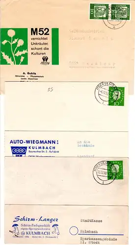 BRD, 3 Kulmbach Belege m. historischen örtlichen Firmenzudrucken