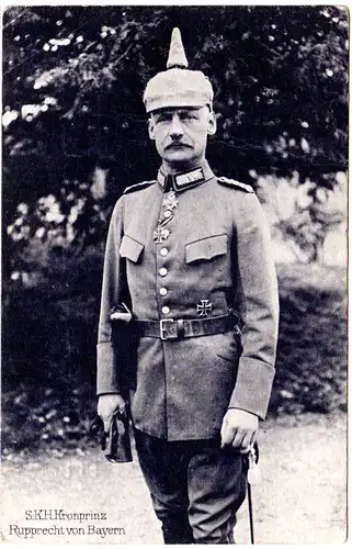 S.K.H. Kronprinz Rupprecht von Bayern, 1915 v. Landau Pfalz m. FP gebr. sw-AK