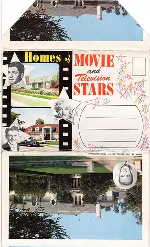 USA Schauspieler, Homes of Movie and TY Stars, Leporello Karte m. 13 Fotos