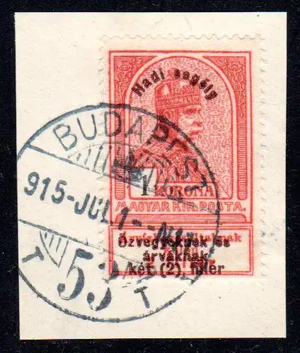 Ungarn, 1 Kr.+2 F. m. 4-zeiligem Aufdruck, schönes Briefstück m. klarem Stempel
