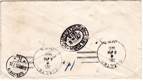 USA 1915, 1+2+10 C. Zusatzfr. auf eingeschr. 2 C. Ganzsache Brief v. Hampton