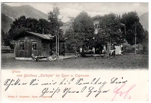 Egern am Tegernsee, Gruss vom Gasthaus Kalkofen 1916 gebr. sw-AK