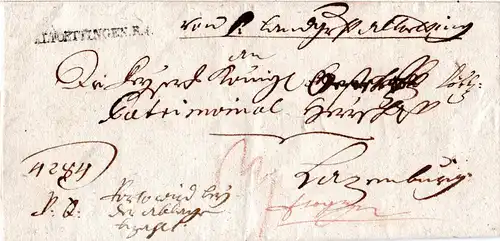 Bayern 1816, L1 ALTOETTINGEN.R.4. auf Grenzfranko Brief n. Laxenburg, Österreich