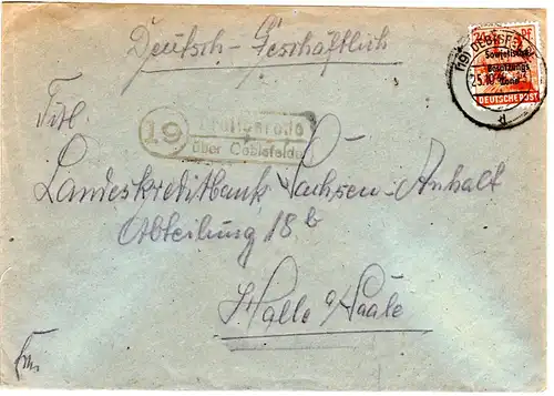 SBZ 1948, Landpoststellen Stpl 19 DREITENRODE über Oebisfelde auf Brief m. 24 Pf