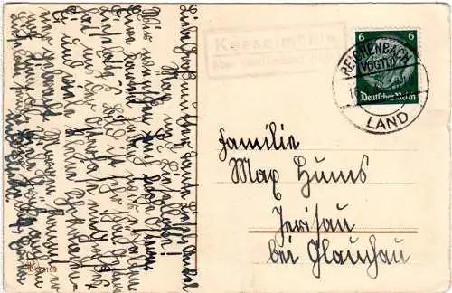 DR 1938, Landpoststpl. KESSELMÜHLE über Reichenbach auf 6 Pf. Ganzsache