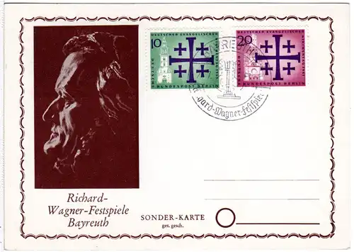 1961, Sonderkarte Richard Wagner Festspiele Bayreuth m. entpr. Sonderstempel