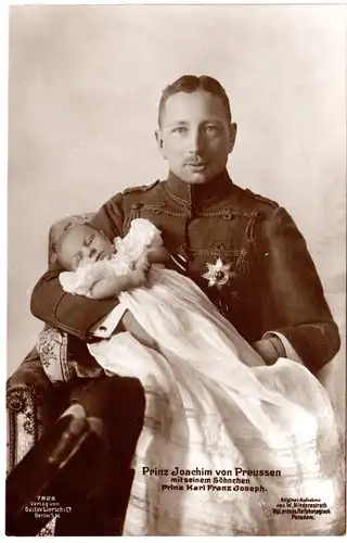 Prinz Joachim von Preussen m. Sohn, 1917 gebr. sw-AK