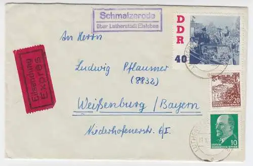 DDR 1961, Schmalzerode ü. Eisleben, Landpoststellen Stpl. auf Eil Brief. #2318