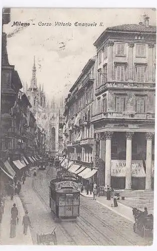 Italien, Mailand Milano, Tram Bahn m. Werbung, sw AK. #19