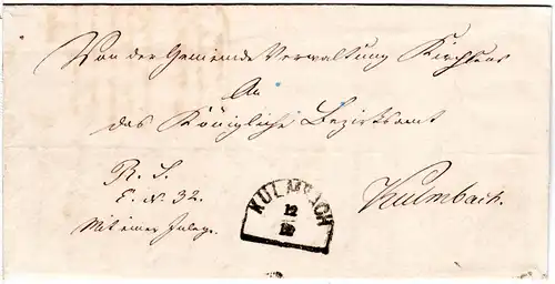 Bayern 1866, HKS KULMBACH auf Gemeindebrief v. Kirchleus