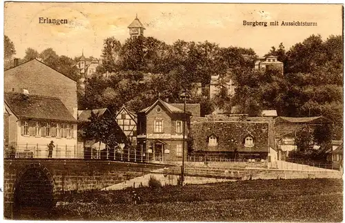 Erlangen, Burgberg m. Gebäuden, 1911 gebr. sw-AK.