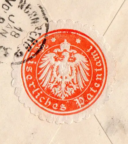 DR 1908, EF 40 Pf. Germania auf Patentamt Einschreiben Brief v. Berlin n. Bayern