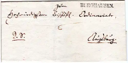 Bayern 1832, L1 BURGHAUSEN klar auf Brief n. Augsburg