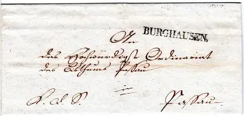 Bayern 1826, L1 BURGHAUSEN klar auf Brief n. Passau