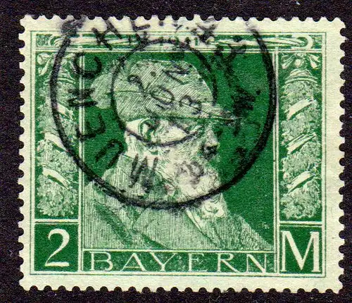 Bayern 87 I, 2 Mark Type 1 m. klarem Stempel München 43.