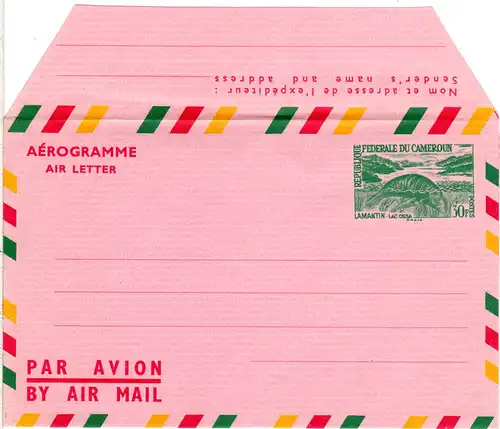 Kamerun, 30 F. Seekuh, ungebr. Aerogramm Ganzsache Brief