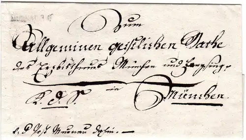 Bayern 1824,  L1 MURNAU R.4. auf Brief n. München.