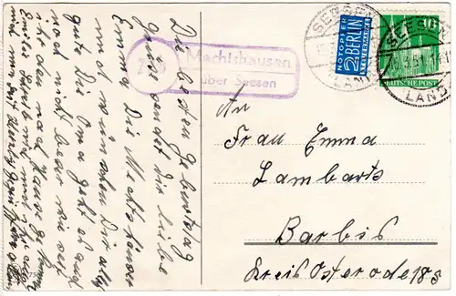BRD 1951, Landpost Stpl. MECHTSHAUSEN über Seesen auf Karte m. 10 Pf.